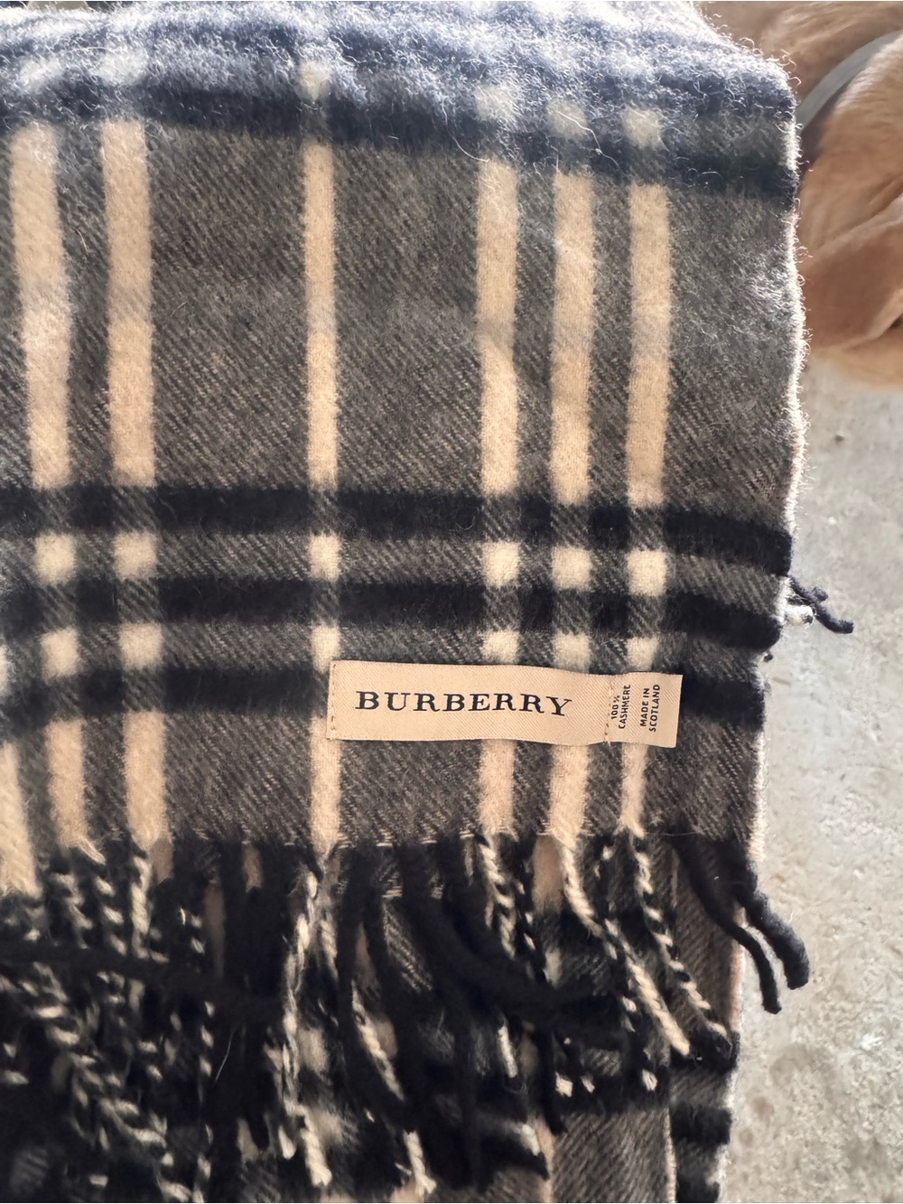 Burberry Black & Cream Check cashmere scarf